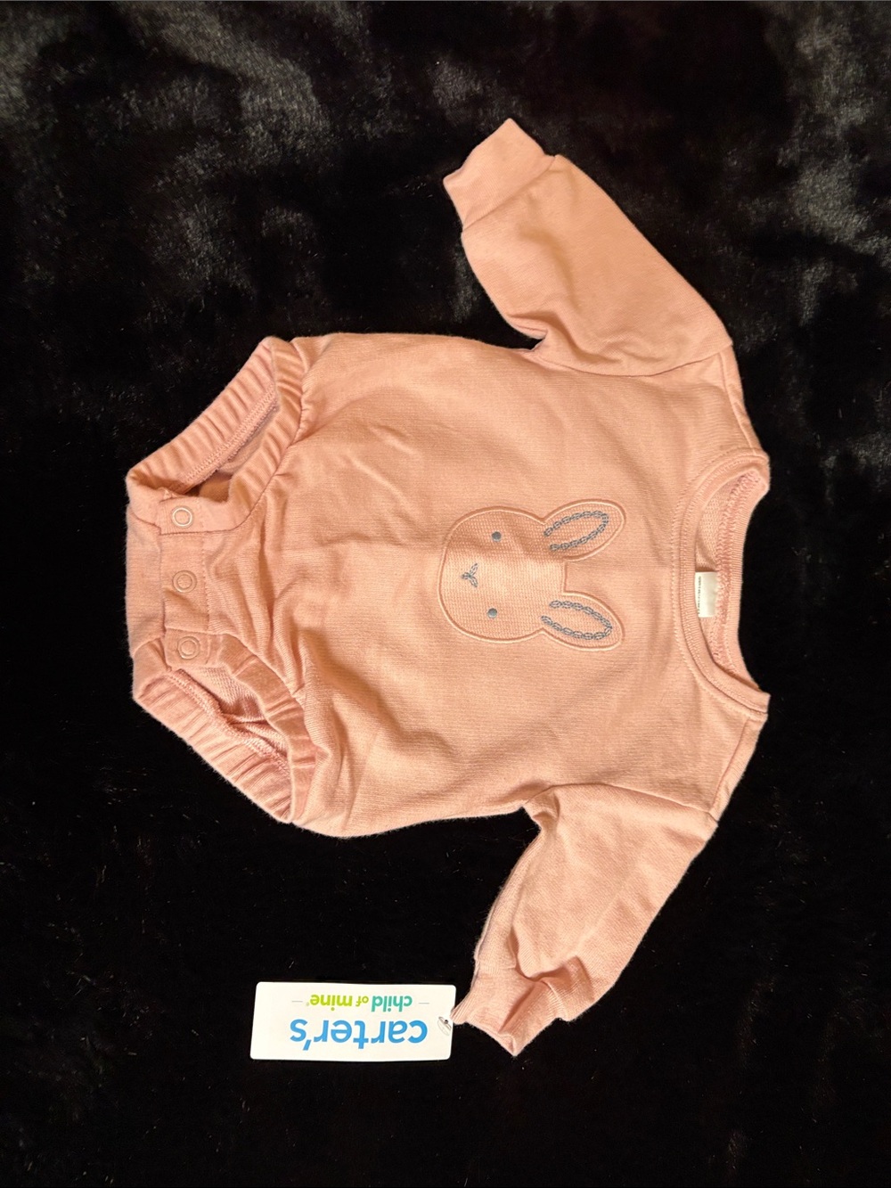Carter's Light Pink Bunny Embroidered Long-Sleeve Bodysuit